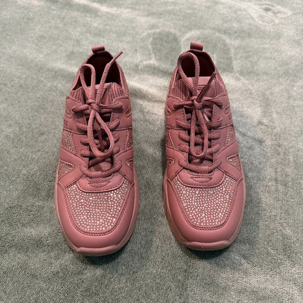 Guess Women Nude Pink Lace Up Sneakers Nude Pink Size 6